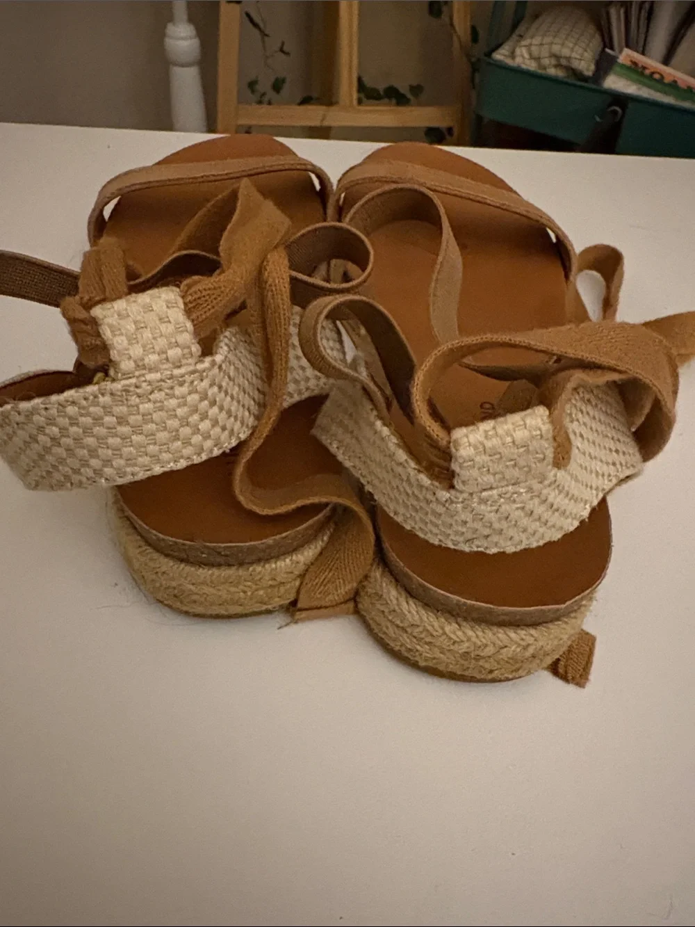 Lucky Brand Tan Lace-Up Espadrille Sandals